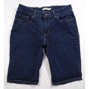 Levis Jean Shorts Womens Size 29 Blue Denim Bermuda Mid Rise Stretch Dark Wash